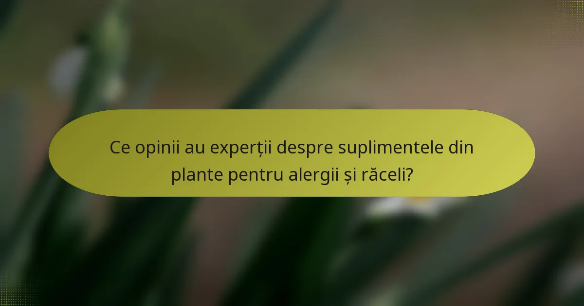Ce opinii au experții despre suplimentele din plante pentru alergii și răceli?