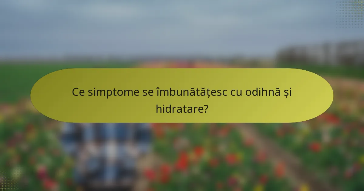 Ce simptome se îmbunătățesc cu odihnă și hidratare?