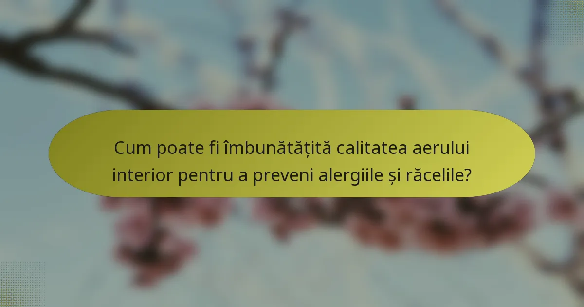 Cum poate fi îmbunătățită calitatea aerului interior pentru a preveni alergiile și răcelile?