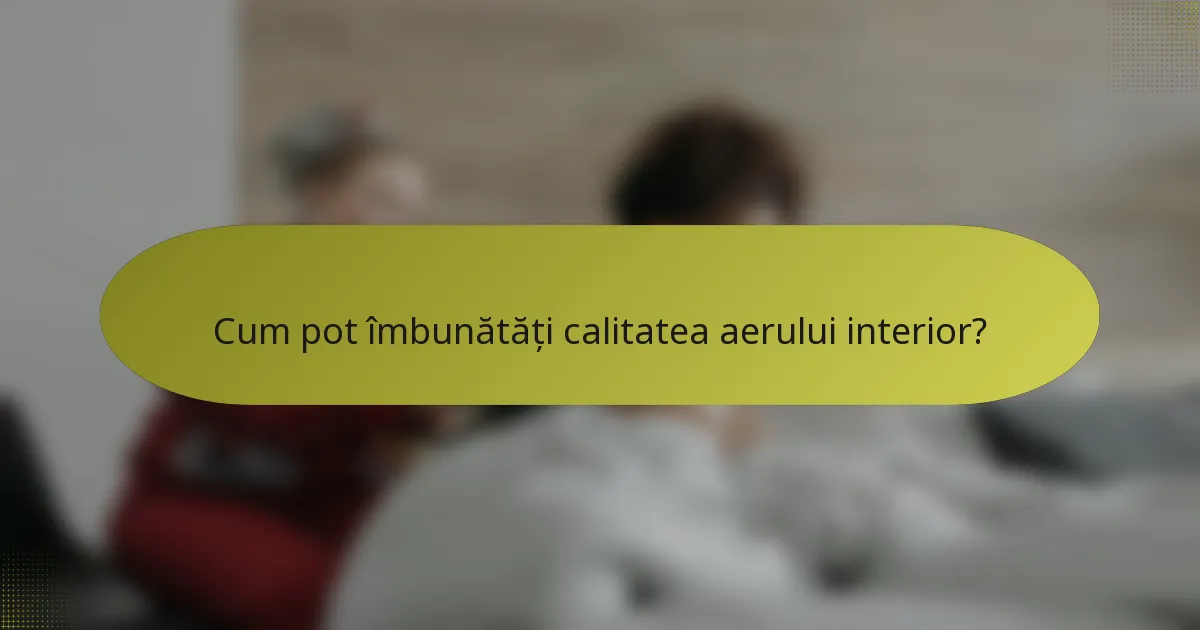 Cum pot îmbunătăți calitatea aerului interior?